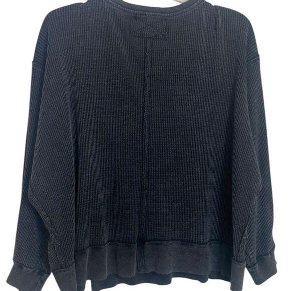 Free People S oversized charcoal gray pull over casual long sleeve boho - Picture 3 of 5